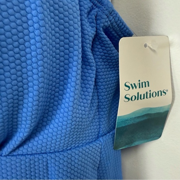 Swim Solutions Tankini Top Womens 16 Blue Textured Bust Support Underwire - Picture 4 of 9